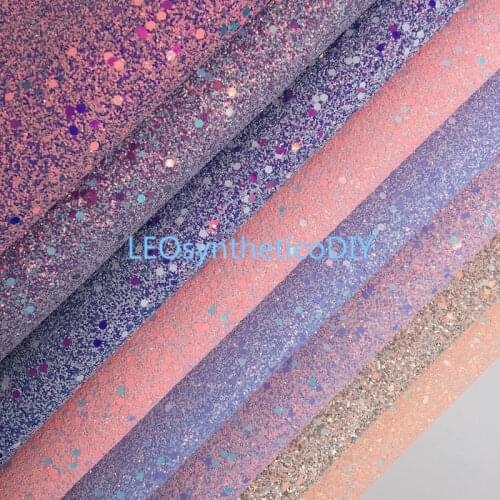 1PC 21X29CM Glitter Fabric, Chunky Glitter Leather, Mixed Colors Glitter Leather Sheets For Making Bows LEOsyntheticoDIY 2S07C