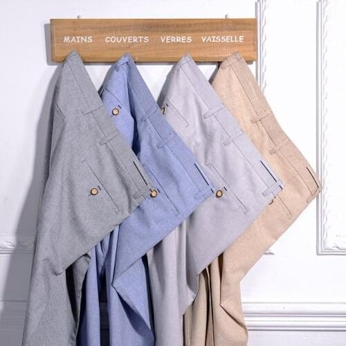 Autumn Summer Fashion Linen Pants Men Slim Fit Straight Mens Trousers Zipper Khaki Men Casual Pants Pantalon Lin Homme