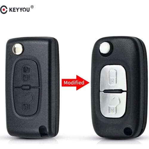 KEYYOU Modified Flip folding 2 Button remote Car Key Cover For PEUGEOT 406 407 408 308 307 107 207 Fob Case CE0523