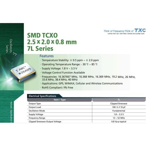 5pcs 100% new and orginal TXC TCXO temperature subsidy chip crystal 2025 2520 1.8V 3.3V 40M 40MHZ 40.000MHZ