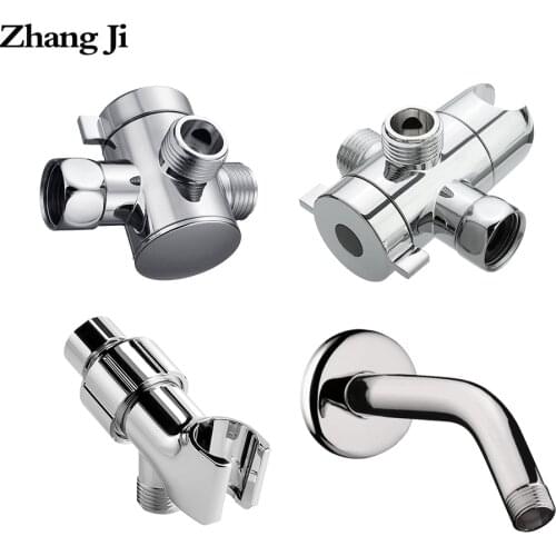 Zhang Ji 1/2 Inch ABS Chrome T-adapter Diverter 3 Way Diverter Hose Fitting For Angle Valve Hose Bath Shower Arm Toilet
