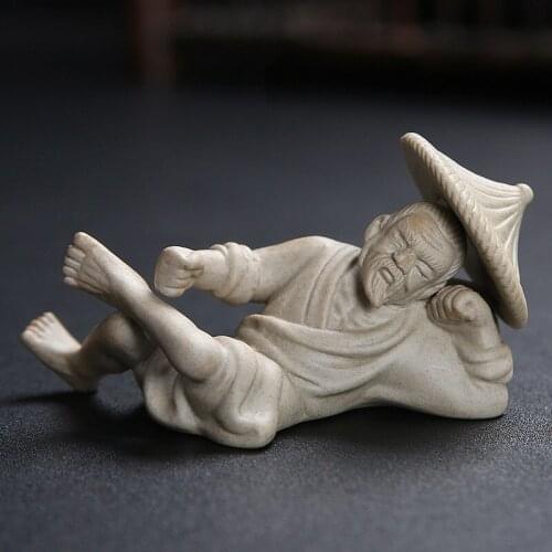 Jingdezhen Handmade Craft Purple Clay Stoneware Tea Pet Old Man Playing Piano Chess Ornament Creative Ceramic Tea Ceremony
