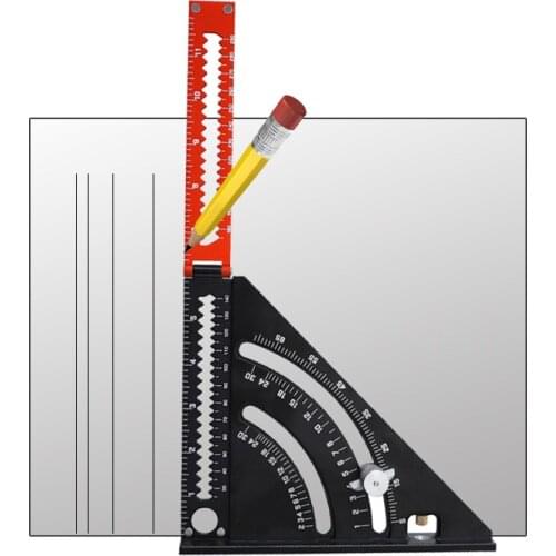 Woodworking Scale Ruler Aluminum Alloy Multi-Angle Square Ruler Multifunctional Triangle Scribing Mark Line Gauge Measuring Tool