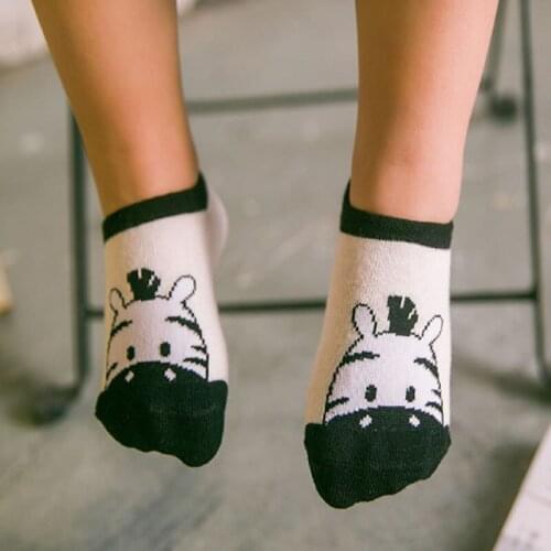 5 Pair Children Short Socks Cartoon Zebra Pattern Soft Cotton Kids Socks Printed Knitting Sock Maternal Infant