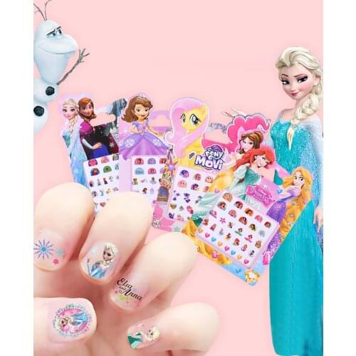 Disney Frozen 2 Elsa Anna Snow White Princess Makeup Toys Nail Stickers Sofia Princess Mickey Minnie Sticker For Kids Party Gift