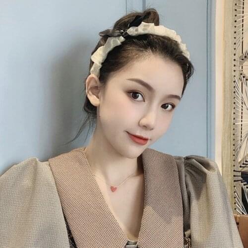 Women Simple Lovely Sweet Mesh Bow Headband Hair Band Girl Cute Plush Hair Accessories Hair Hoop