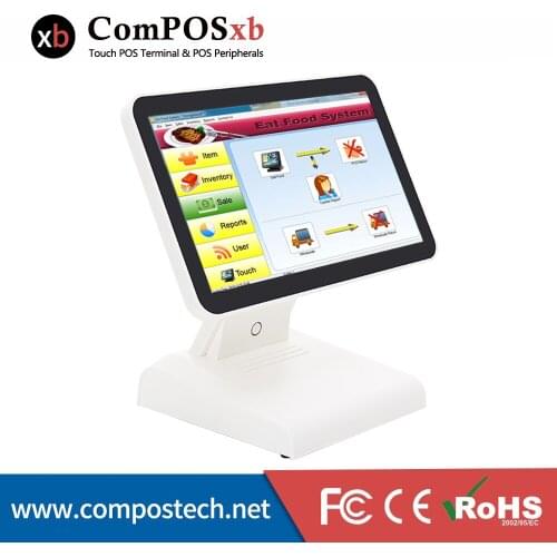 Capacitive Flat Touch POS System LCD Monitor J1900 4GB 64GB With VFD Customer Display 15 Inch