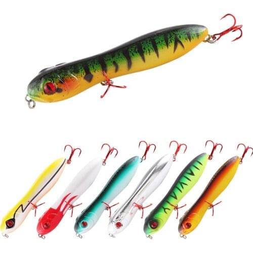 Snake Head Pencil Fishing Lure 10cm 15g Floating Crankbait Sea Bass Pike Topwater 3D Eyes Plastic Wobbler