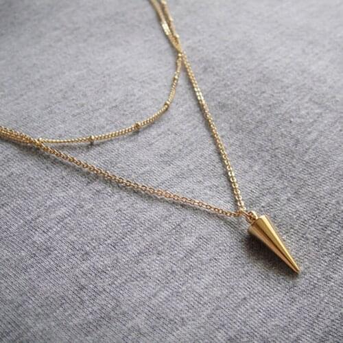 Beautiful fashion Elegant fine charm Cone Spiking Bullet pendant chain retro pretty Girl Necklace pendente Indian jewelry