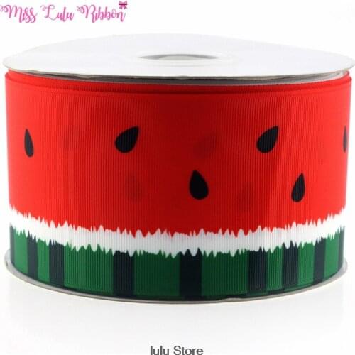 3"75mm stripe watermelon printed grosgrain ribbon 7/8" 1-1/2" /5/8" fruit sewing elastic ribbon handmade decoration band