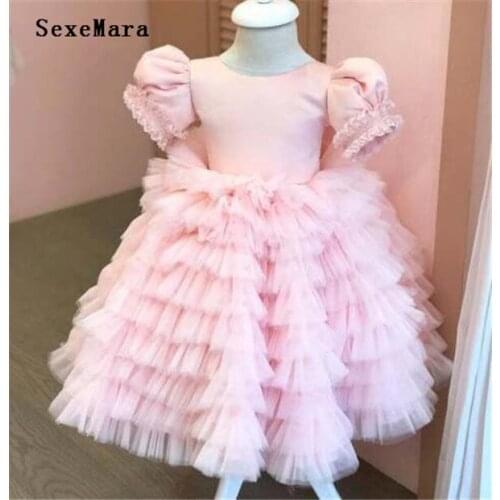 Cute pink tulle baby girl birthday party dresses toddler kids holiday dancing dress celebration gown photoshoot