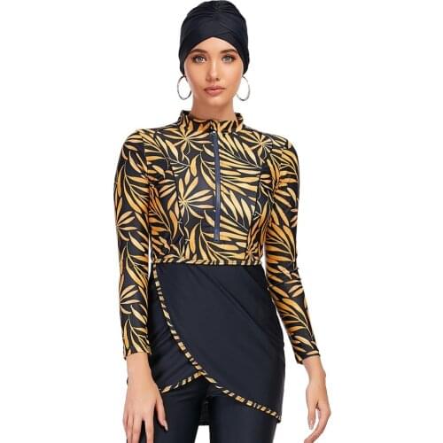 Muslim Swimwear Rash Guard Surfing Suit S-4XL Floral Womens Modest Swimsuit Long Sleeve Bathing Burkinis