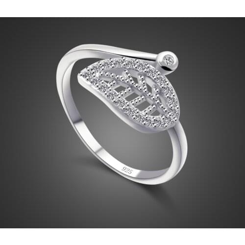 Real 100% 925 Sterling Silver Leaves Ring Fashion Ring For Women Adjustable Engagement Wedding Gift Classic Jewelry