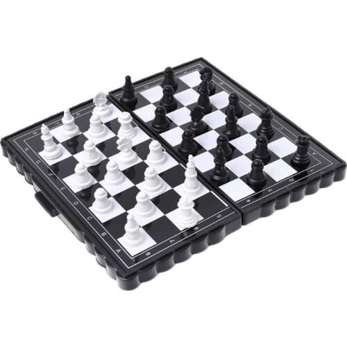 2021 New 1set Mini Portable Chess Folding Magnetic Plastic Chessboard Board Game Kid Toy