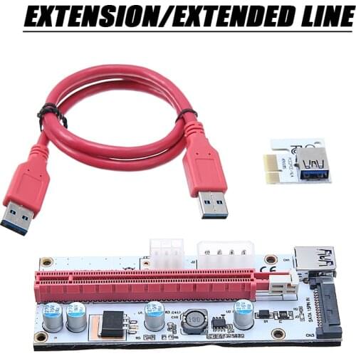New Arrival 4PIN & 6PIN USB 3.0 1x to 16x PCI-E GPU Extender Riser Card Adapter Cable For Any 8 GPU Graphics Cards