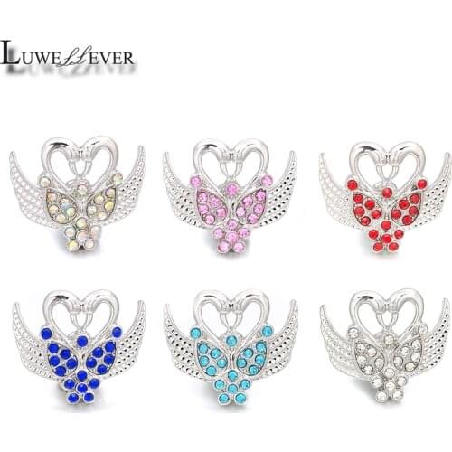 New Component w024 Swan Crystal 18mm Metal Snap Button For Bracelet Necklace Interchangeable Jewelry Women Accessorie Findings