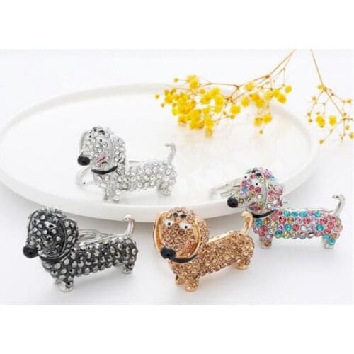 Lovely Dog Crystal Keychain For Women Rhinestone Animal Keyring Gift Bag Holder Car Keyring For Men Trinkets Jewelry Wholesale