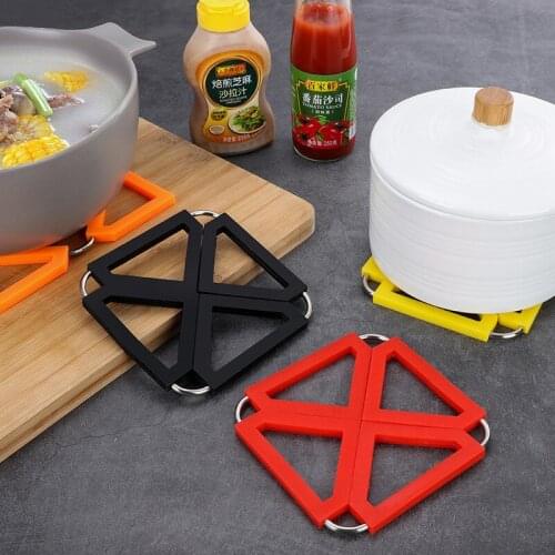 Portable Kitchen Silicone Heat Insulation Pad Heat-proof Silicone Placemat for Dining Table Deformable Pure Color Silicone Pad