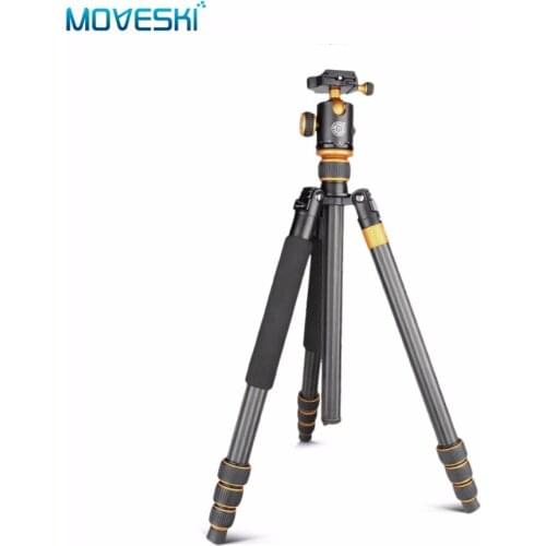 Moveski Q1088C Professional Carbon Fiber Tripod Monopod With Ball Head For DSLR Camera / Portable Travel Camera Tripod Stand