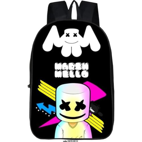 DJ Marshmello School Rucksack Fashion Laptop Backpack DJ Marshmello Children Boys Girls School Kids Kindergarten Bags