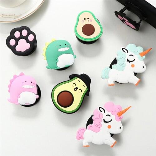 3D Cartoon Avocado Folding Stand Finger Ring Mobile Phone Holder For iPhone Couple Universal Grip Holder For Samsung Galaxy Case