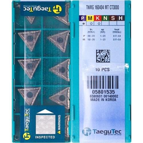 TNMG160404-MT CT3000 Original Taegutac Carbide Inserts Turning Inserts Lathe Tools 10Pcs/Lot