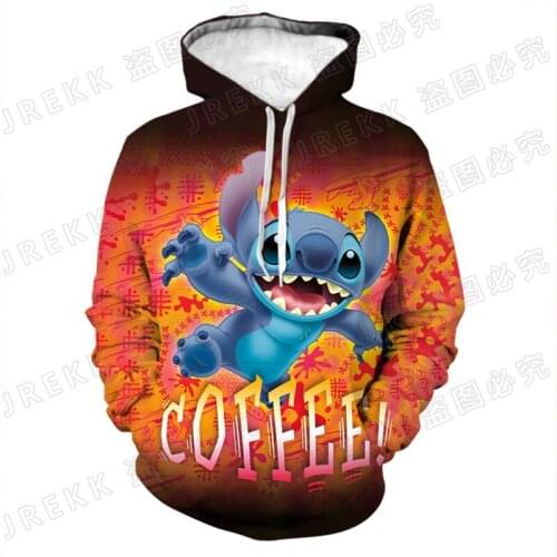 Stitch Cartoon 3D Print Men Hooded Sweatshirts Casual Disney Animal Clothes Spring Autumn Oversize Boy Girl Kids Hoodie