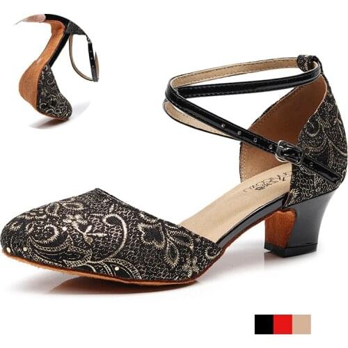 Ladies Closed Toe Latin Dance Shoes For Women Soft Sole Ballroom Salsa Latin Dancing Shoes For Girls Practice Dance Sandals