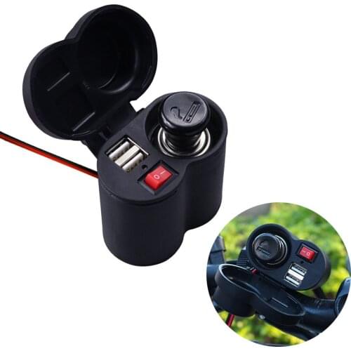 Universal Motorcycle Dual USB Waterproof Mobile Phone Bicycle Cigarette Lighter Cell Phones Holder Mounts