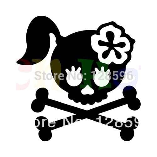 Funny Vinyl Decal Girl Skull Crossbones Bow Biker Flower Truck Fun Sticker Window Bumper Car Rear Windshield Stickers