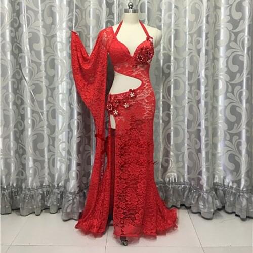 2018 New Hot Sale Belly Dance Costume For Ladies Red Color Dress Professional Women Dress Feminine Competitive Costumes B227