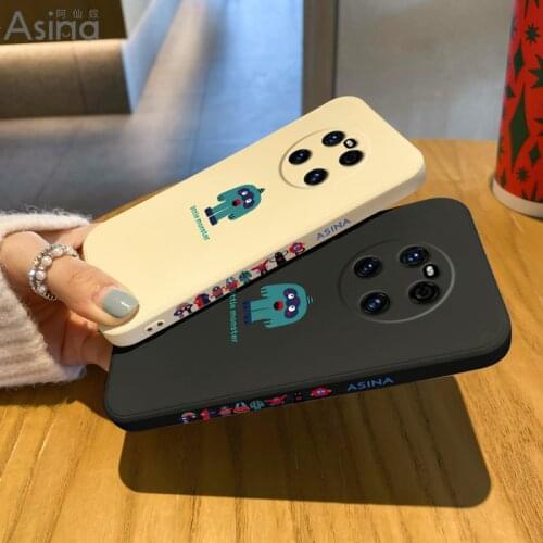 Liquid Silicone Case For Huawei Mate 40 30 20 Pro Straight Edge Cute Cover Bumper For Huawei Honor 20 30 8x 9x 9a Couple Funda