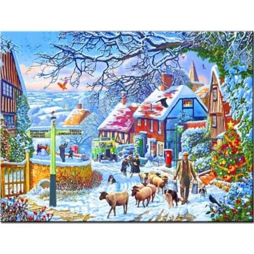 Winter Snow Natural scenery Diy Mosaic Diamond Painting Cross Stitch Full Square Round Drill 5D Picture Of Rhinestone N1263