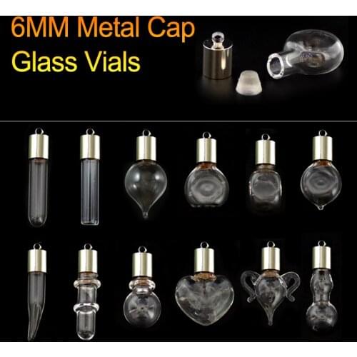 10PCS 6MM Name on Rice Jewelry Glass Vial Pendant Rice Locket Charms Glass Bottle Pendant Necklace Pendant DIY Vials