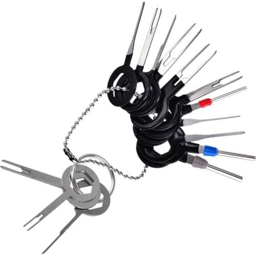 14pcs Auto Terminals Removal Key Tool Set | Car Electrical Wiring Crimp Connector Extractor Puller Release Pin Kit (Silver)