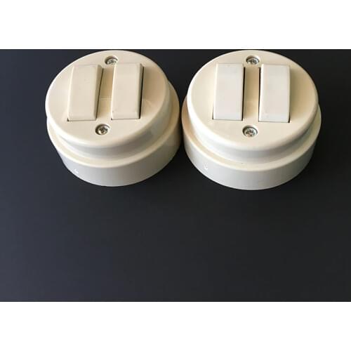2 pcs Home decoration double control switch surface mounted round flat switch