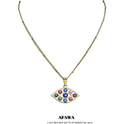 2021 Eyes Stainless Steel Islam Colorful Turkey Eye Charm Necklaces Women Gold Color Necklaces Jewelry oeil turc N5220S01