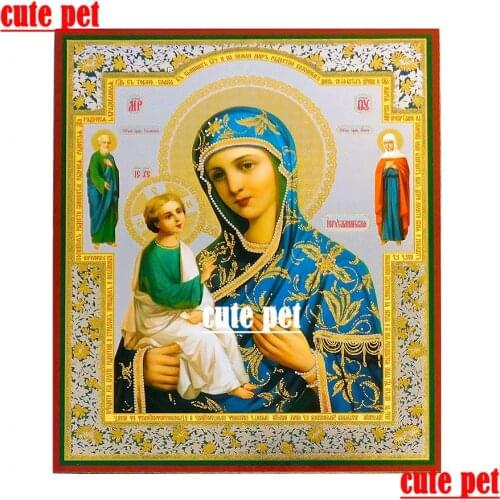 3D Mosaic Virgin of Jerusalem and Jochim & Anna Russian Orthodox Icon Gift Diy Diamond Cross Stitch Wallpaper Diamond Painting