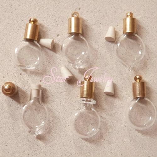 5mm Mixed style imitate crystal glass vial/rice bottle +gold cap+rubber plug (need glue)/#ndt