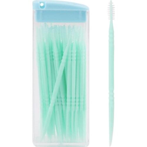 50Pcs/set Toothpick With Box, Portable Double Head Oral Care Dental Floss Stick Tooth Picks Cleaning Toothpick Holders Container