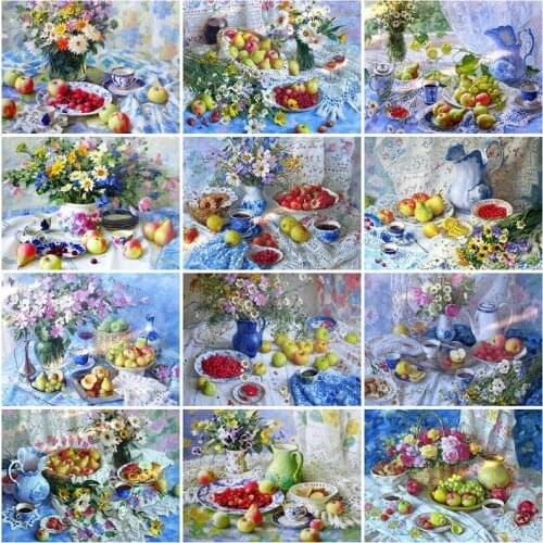 5D DIY Diamond Painting Kits Fruit Full Round With AB Drill Craft Embroidery Daisy Landscape Cross Stitch Mosaic Home Decor Gift