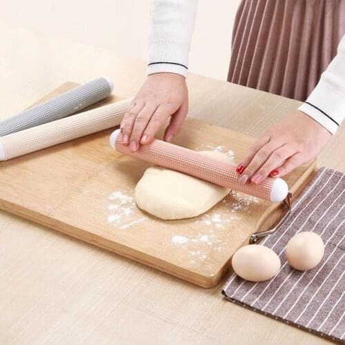 Non-Stick Silicone Rolling Pin Pastry Dough Flour Roller Kitchen Cooking Baking Tool For Pasta Cookie Dough Making Accessories
