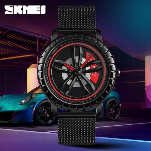 SKMEI Top Brand Wheel Rotation Creative Mens Fashion Watch Car Fans Favorite Gift Will Be Rotating Decompression Watch 1634
