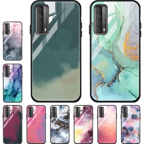 Marble Cases For Huawei P Smart 2021 Case For Huawei Nova 5T Y7A Y7P Prime Y9 2019 P Smart 2020 Y6 Y5P Y9A Glass Back Cover Capa