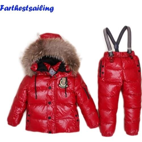 -30Degrees Russia Winter Ski Jumpsuit Children Clothing Boys Girls Sport Suit Kids Snow Wear Jackets coats Bib pants Waterproof
