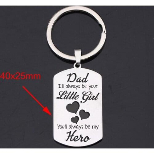 To Dad Gifts Birthday Surprise Keychain Fashion Engraved :Dad,I Will Always Be Your Little Girl,You Will Always Be My Hero