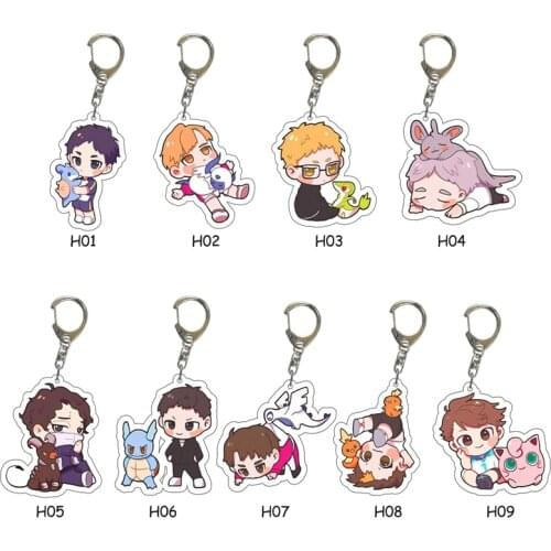 Haikyuu!! Anime Keychain Hinata Shoyo Kageyama Tobio Cosplay Acrylic Keychain Figure Keyring Charm Pendant Gift