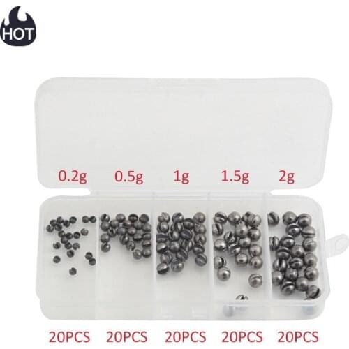 Hot 100Pcs Open Bite Lead Set Bare Fishing-clip Drop Biting Round Plumb Bob Auxiliary Fishing Tackle Gear Auxiliary Fishing Tool