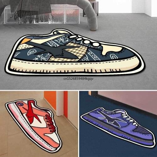 Special-shaped Irregular Cartoon Fashion Sports Shoes Sneakers Long Bedside Blanket Living Room Bedroom Bedside Carpet Floor Mat