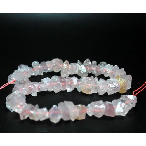 Wholesale AAA+ Unpolished Irregular Shape Rose Stone Quartz Beads For Jewelry Making Diy Bracelet Pink Beads Strand 15.5